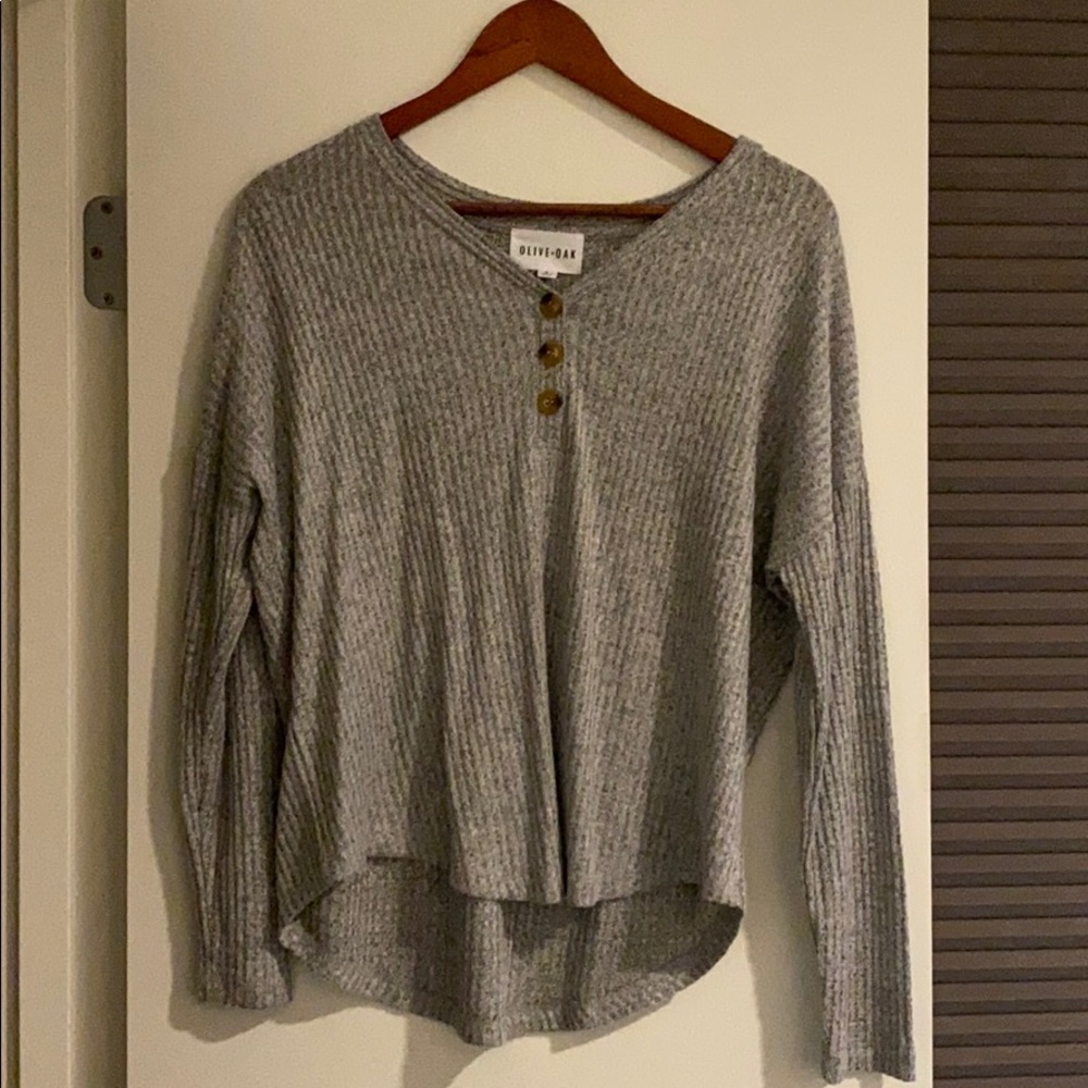 Olive & Oak Grey Henley Top